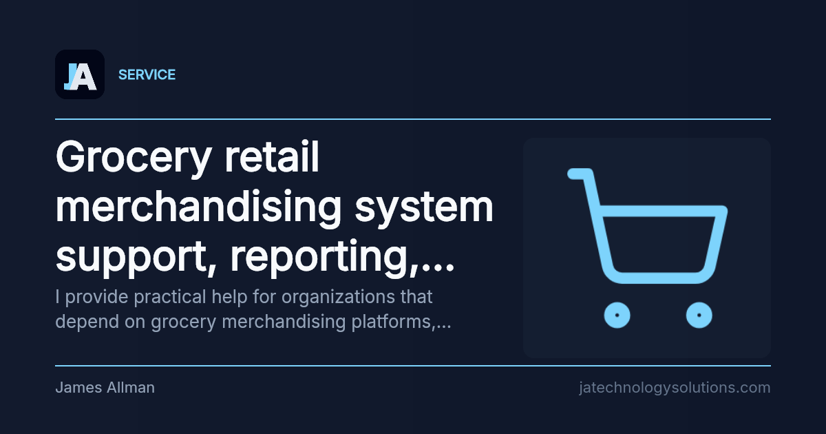 Grocery retail merchandising system support, reporting, and modernization share card