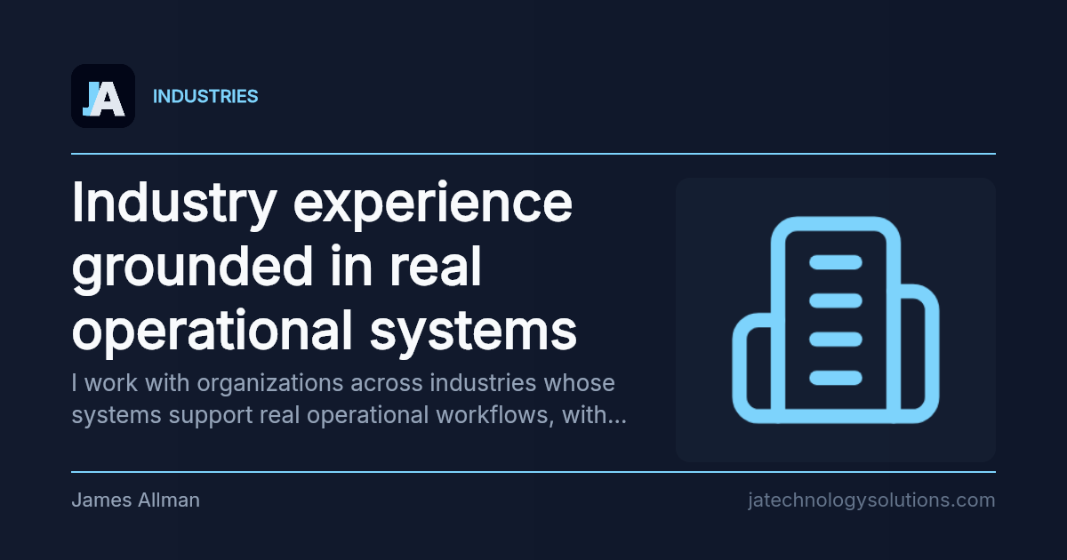 Industry experience grounded in real operational systems share card
