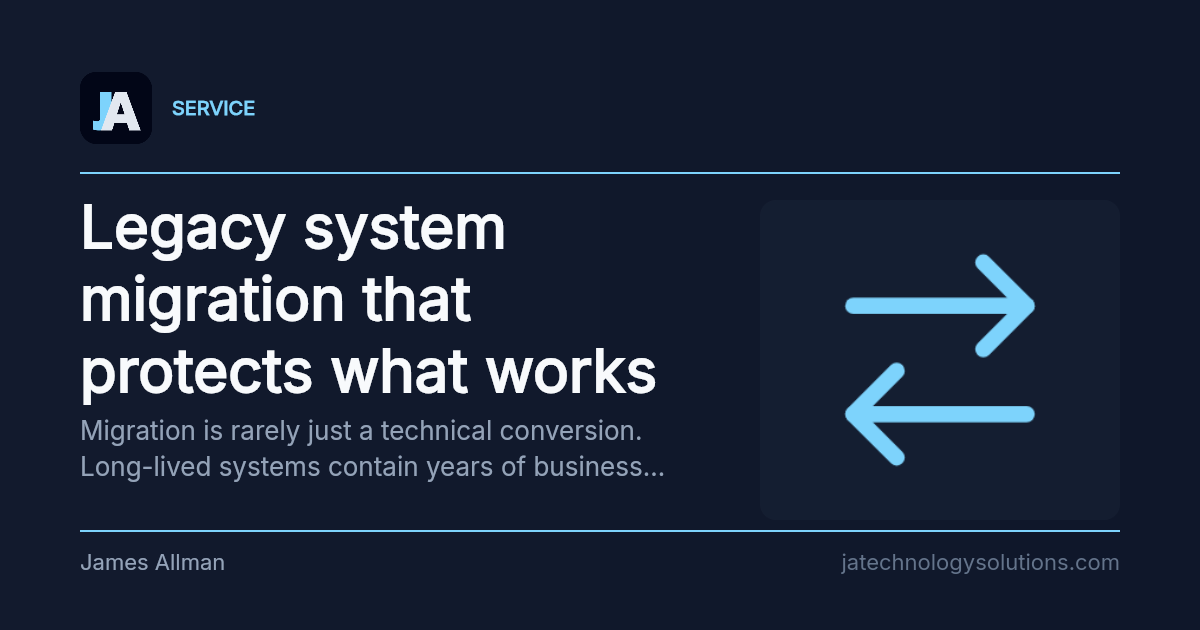 Legacy system migration that protects what works share card
