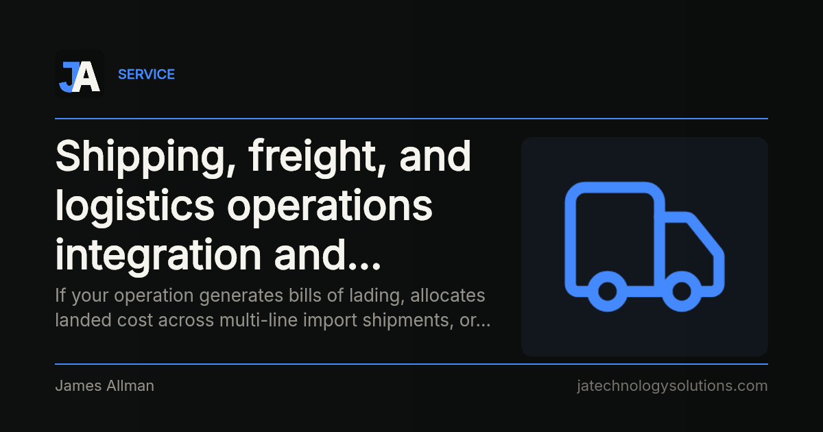 Shipping, freight, and logistics operations integration and custom development share card