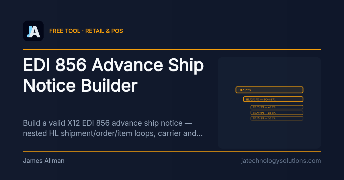 EDI 856 Advance Ship Notice Builder share card