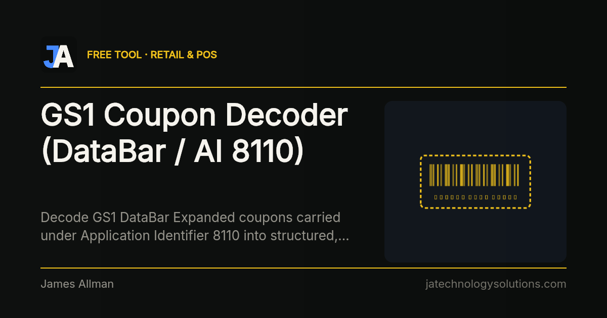 GS1 Coupon Decoder (DataBar / AI 8110) share card
