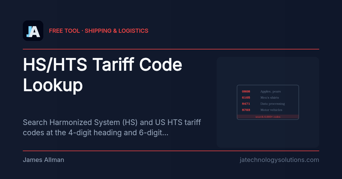 HS/HTS Tariff Code Lookup share card