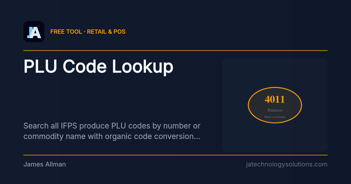 PLU Code Lookup share card