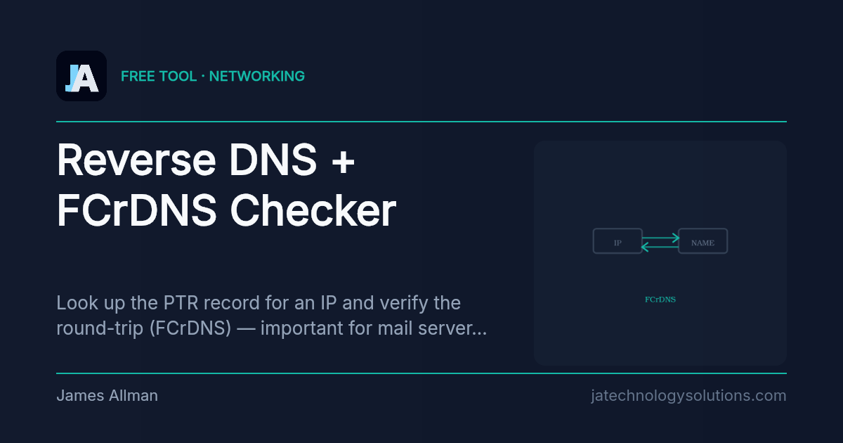 Reverse DNS + FCrDNS Checker share card